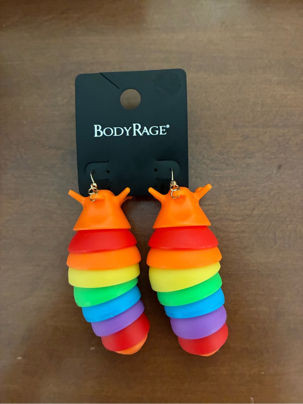 BodyRage  Rainbow Stackable Caterpillar Earrings - Multicolor